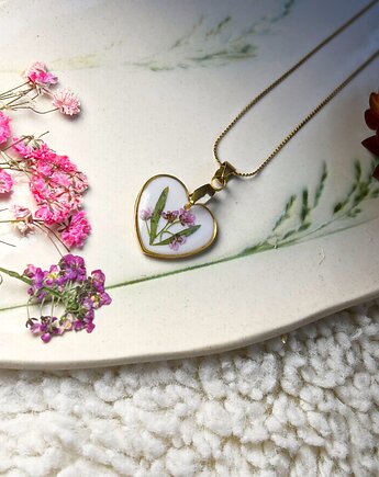 Piękny naszyjnik z kwiatami zamkniętymi w żywicy, Blask Natury