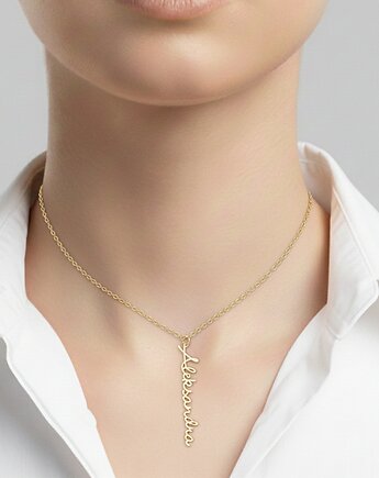 Złoty Naszyjniki z Imieniem dowolny napis imię, ZaNa Design