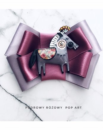 Brosza  z Koniem w stylu Pop Art NEW, Pudrowy Różowy