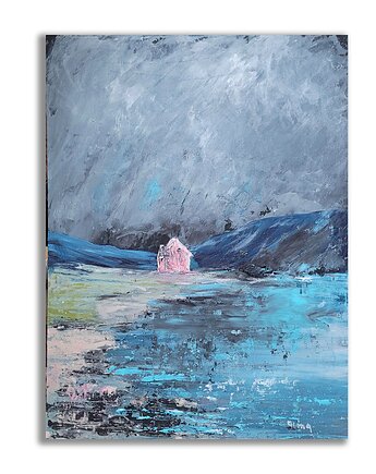 Ręcznie malowany obraz akrylowy "Pejzaż morski", Galeria Alma