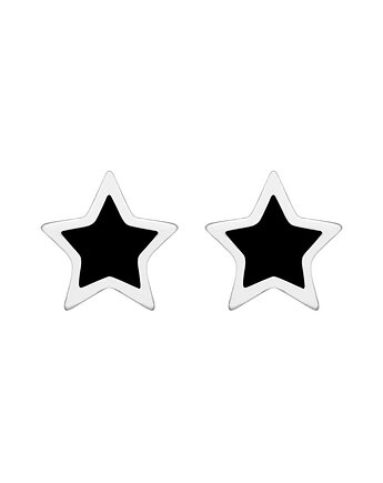 Srebrne kolczyki z czarnymi gwiazdkami, OSOBY - Prezent dla świadkowej