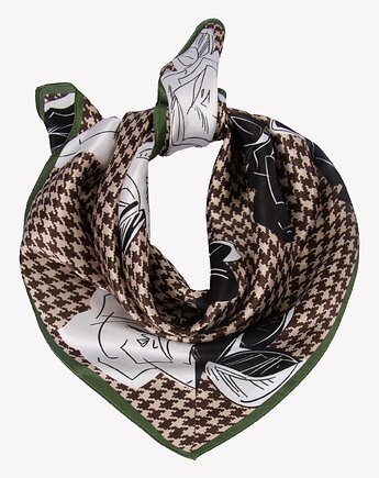 Mała apaszka jedwabna brązowa w pepitkę 53 cm x 53 cm, ALLORA BE UNIQUE