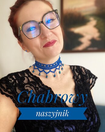 Chabrowy kobaltowy naszyjnik z niebieskimi koraliczkami, Księżycowa ćma
