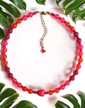 Choker : energy : summer collection : jadeit i ceramiczne serduszko, kaktusia