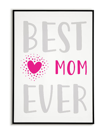Plakat na Dzień Matki napisy Najlepsza Mama, Bajkowe Obrazki