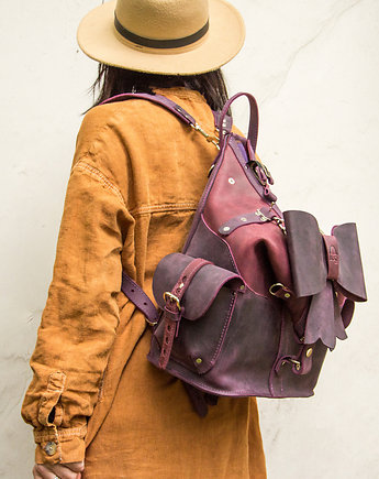 Skórzany plecak z odpinaną kokardą . Ręcznie robiony plecak LadyBuQ Art, Ladybuq Art Studio