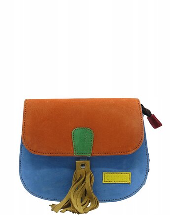 Torebka listonoszka zamszowa damska regulowany pasek kolorowa OLIVKA, Olivka Warsaw