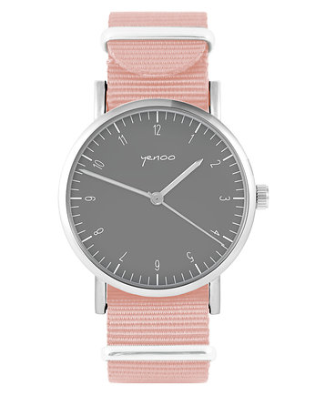 Zegarek - Simple szary - brzoskwiniowy róż, yenoo