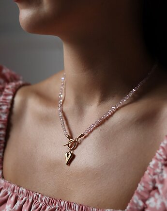 Naszyjnik Toggle Serce, Różowy Naszyjnik,, Księżycowa bijoux