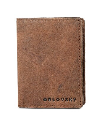 Męski brązowy portfel slimwallet ORLOVSKY W01, ORLOVSKY