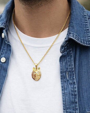 NASZYJNIK złoty wilk, dla mężczyzny, Anemon Atelier