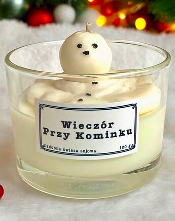 Ozdobna świeca sojowa zapachowa Wieczór Przy Kominku, Mech i żywica