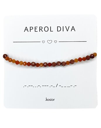 Bransoletka z alfabetem Morse,  Piasek pustyni i Awenturyn pomarańczowy, karolina kosior