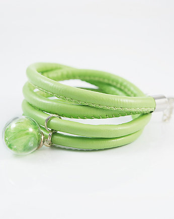 Zielone piórko - bransoletka - owijana, yenoo