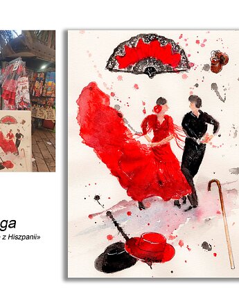 Obraz ręcznie malowany  Hiszpania Malaga Flamenco, Galeria Alma