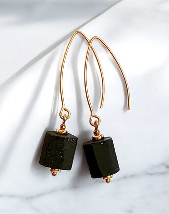 Turmalin surowy : kolczyki długie : glam, kaktusia