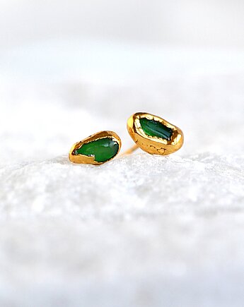 Kolczyki Sztyfty Opal Zielony, TulipBIJOU