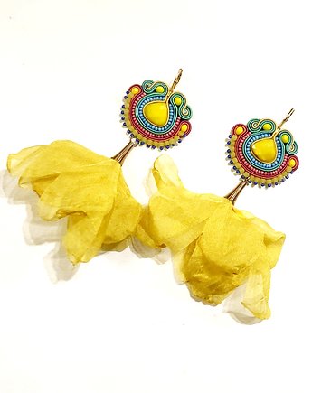 Sutaszowe kolczyki METEORA yellow kolekcja 2024, Sylwia Zak
