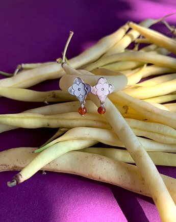 Kolczyki srebrne Kolekcja 70's vibe - Zawilec anemone retro, OKAZJE - Prezenty na 18 dla koleżanki