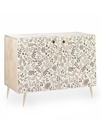 Komoda "credenza double" w stylu mid century/PRL ze sklejki - Different leaves, art and texture