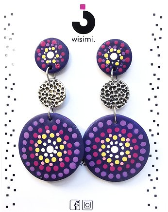 Oryginalne kontrastowe kolczyki mandala dots, Wisi Mi