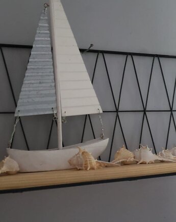 Półka wisząca loft drut i drewno czarna, PiorunowoSzafa