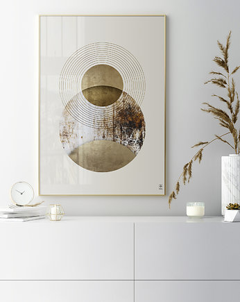 Plakat - geometryczna abstrakcja, brąz i złoto, Futuro Design