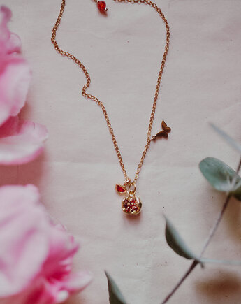 Granat na łańcuszku z cyrkonią, Okruszek Biżuteria