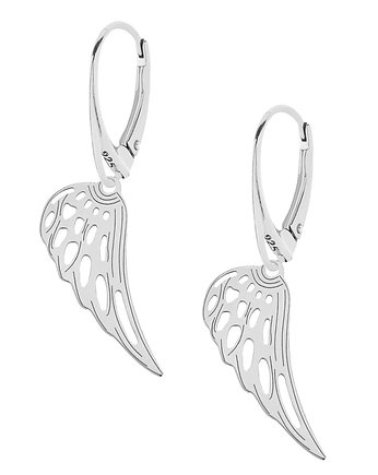 Kolczyki srebrne ze skrzydłem anioła, OKAZJE - Prezent na Bierzmowanie