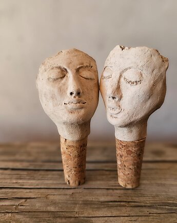 Zestaw ceramicznych korków do wina Twarze handmade, Ewa Duszka