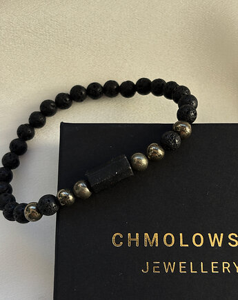 Bransoletka Męska Piryt i Turmalin, Chmolowska Jewellery