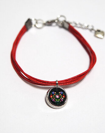 Bransoletka - Serce folk czarne - sznureczki, czerwona, yenoo