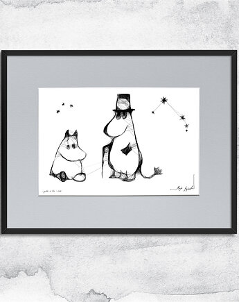 Grafika z ramą - nr 23 - insp. Muminki, Maja Gajewska