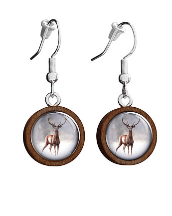 Kolczyki drewniane - Jeleń 2 - wiszące, yenoo