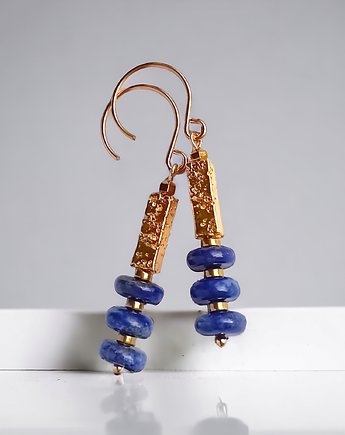 EFEKTOWNE kolczyki : lapis lazuli, lawa : granat i złoto, kaktusia