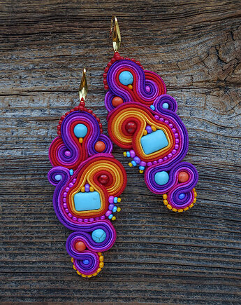 Letnie i kolorowe kolczyki sutasz, Mró Soutache