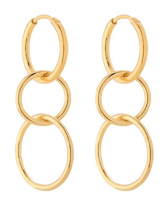 Złote długie kolczyki potrójne koła, SOTHO