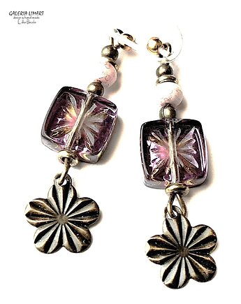 Czeskie szkło urocze długie modne kolczyki w stylu boho handmade, Galeria Limart