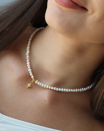 Choker naszyjnik perły naturalne- srebro 925 pozłacane, Coccola JEWELLERY