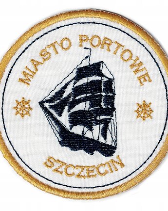 Naszywka naprasowanka SZCZECIN MIASTO PORTOWE termoprzylepne haft 7,5cm, Wyszywane