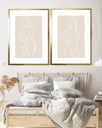 DWA PLAKATY  ciało kobiety szkic linia nude, black dot studio