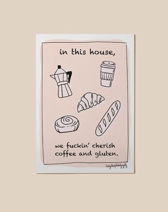 Plakat - love coffee and gluten, brzydkieplakatyagaty