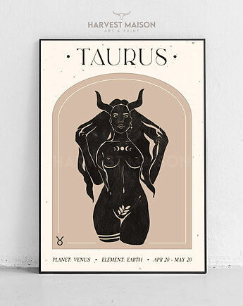 Plakat Pomysł na prezent Zodiakalna Kobieta Znak Zodiaku Byk, Harvest Maison