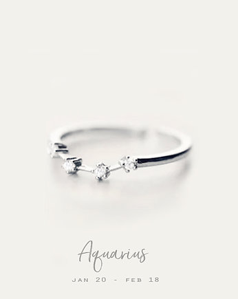Aquarius - konstelacja Wodnika srebrny pierścionek, Ewa Saj  Silver