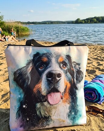 Shopperka / torba na ramię duża piesek berneńczyk, ML handmade