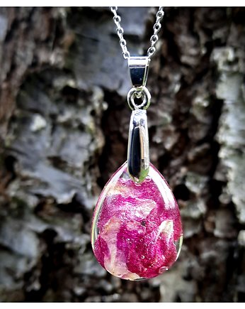 Zawieszka łezka z płatkami róży, Figa handmade accessories