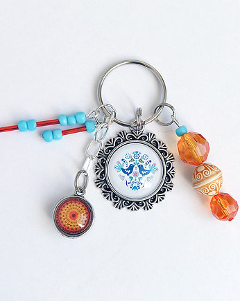 Breloczek - Ptaszki folk blue, mandala, yenoo