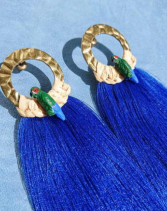 Kolczyki Papugi / ceramika / chwosty  Szafirowe, NOMAD ACCESSORIES