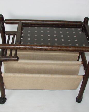 Mobilny stolik gazetnik z półką szklaną , Relikt design