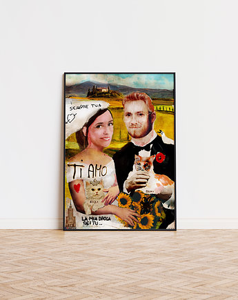 Grafika Portret personalizowany dla młodej pary walentynki prezent ślub, BEATNIK illustration